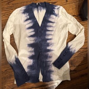 Ecru Navy and Cream Tie-Dye Cardigan